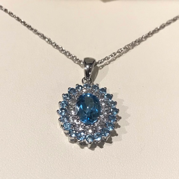Littman Jewelers Jewelry - Blue & White Diamond Pendant with chain